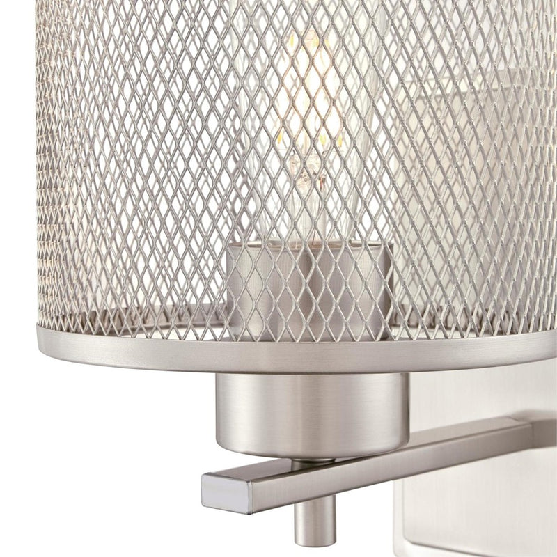 Westinghouse Morrison 9in 1-Light Wall Sconce | Brushed Nickel and Mesh Shade | Bathroom & Hallway | 6 x 8 x 9 in | Model 6327800