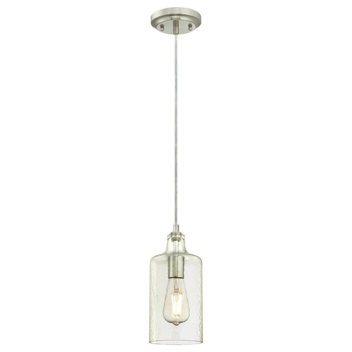 Westinghouse Carmen 1Lt Pendant, Brushed Nickel/Clear Textured Glass - 6329000