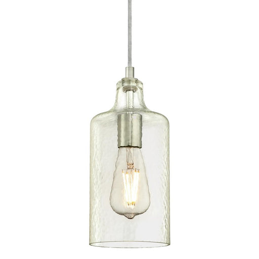 Westinghouse Carmen 1Lt Pendant, Brushed Nickel/Clear Textured Glass