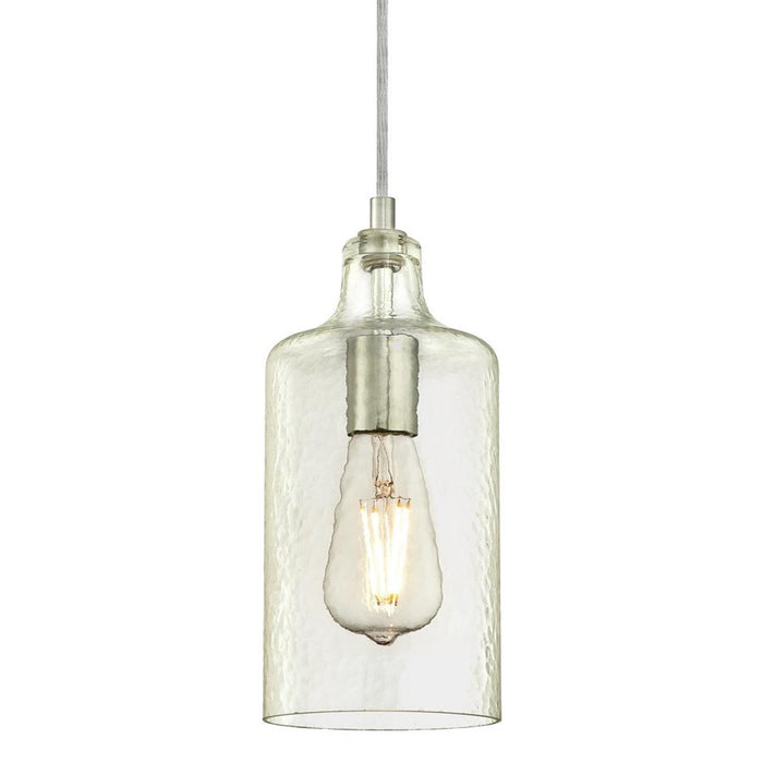Westinghouse Carmen 1Lt Pendant, Brushed Nickel/Clear Textured Glass