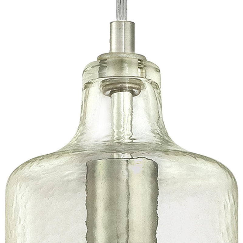 Westinghouse Carmen 1Lt Pendant, Brushed Nickel/Clear Textured Glass