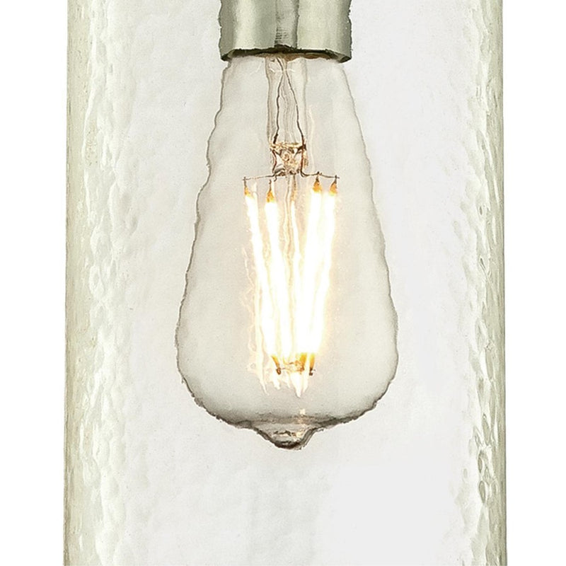 Westinghouse Carmen 11in 1-Light Mini Pendant | Brushed Nickel and Clear Textured Glass | Kitchen Island & Dining Room | 5 x 5 x 11 in | Model 6329000