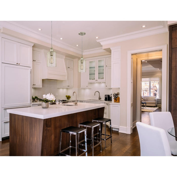 Westinghouse Carmen 1Lt Pendant, Brushed Nickel/Clear Textured Glass