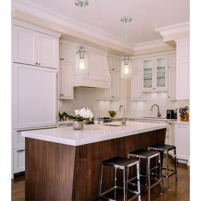 Westinghouse Carmen 1Lt Pendant, Brushed Nickel/Clear Textured Glass