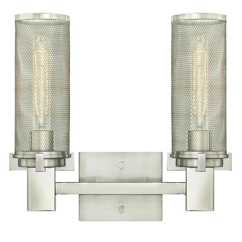 Westinghouse Adler 13in 2-Light Wall Sconce | Brushed Nickel and Mesh Shades | Bathroom Vanity & Dining Room | 14 x 5 x 13 in | Model 6330400