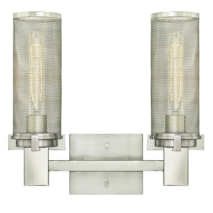 Westinghouse Adler 2 Light Wall Light, Nickel/Nickel Mesh - 6330400