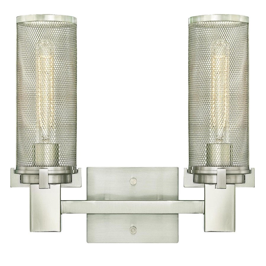 Westinghouse Adler 2 Light Wall Light, Nickel/Nickel Mesh - 6330400