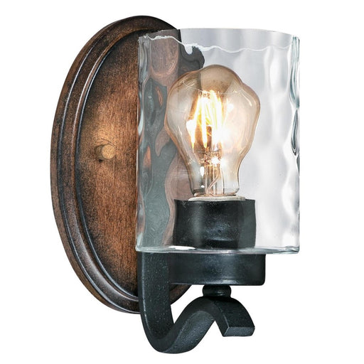 Westinghouse Barnwell 1Lt Wall Light, Text Iron/Barn/Clear Hammered - 6331600
