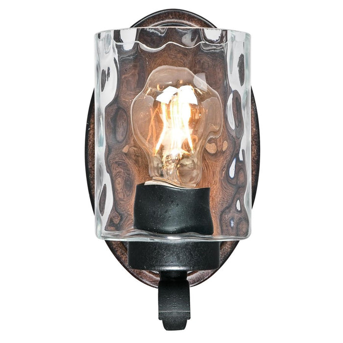 Westinghouse Barnwell 1Lt Wall Light, Text Iron/Barn/Clear Hammered