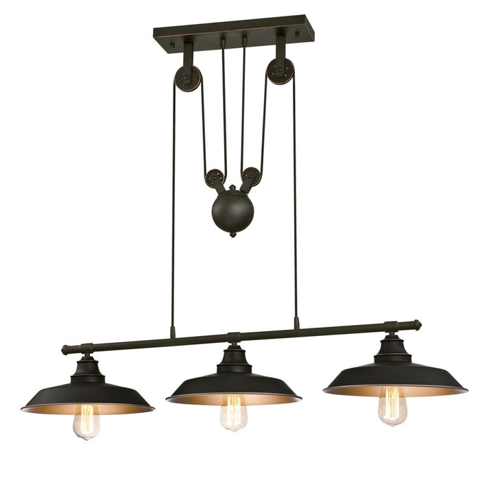 Westinghouse Iron Hill 3 Light Pendant, Oil Rubbed Bronze/Metal Shades - 6332500