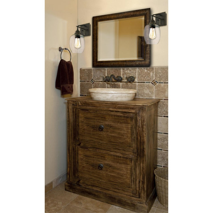 Westinghouse Eldon 1 Light Wall Light, Oil Rubbed Bronze/Clear Seeded