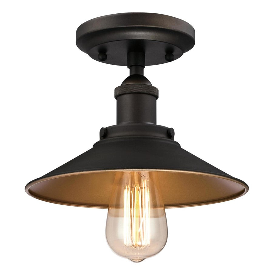 Westinghouse Louis 1 Light SemiFlush, Oil Rubbed Bronze/Metal Shade - 6336000