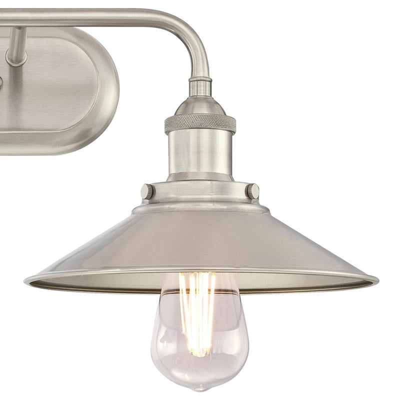 Westinghouse Maggie 2 Light Wall Light, Brushed Nickel/Metal Shades