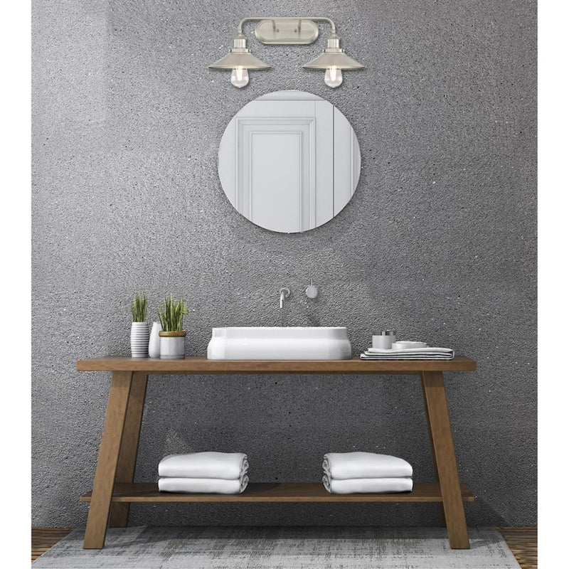 Westinghouse Maggie 22in 2-Light Wall Sconce | Vintage Brushed Nickel Metal Shades | Bathroom & Dining Room | 22 x 10 x 8 in | Model 6336300
