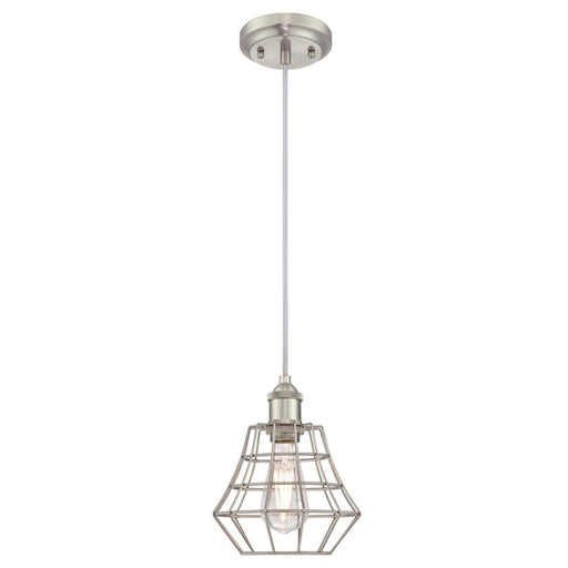 Westinghouse Nathaniel 1 Light Pendant, Brushed Nickel/Cage Shade - 6337200