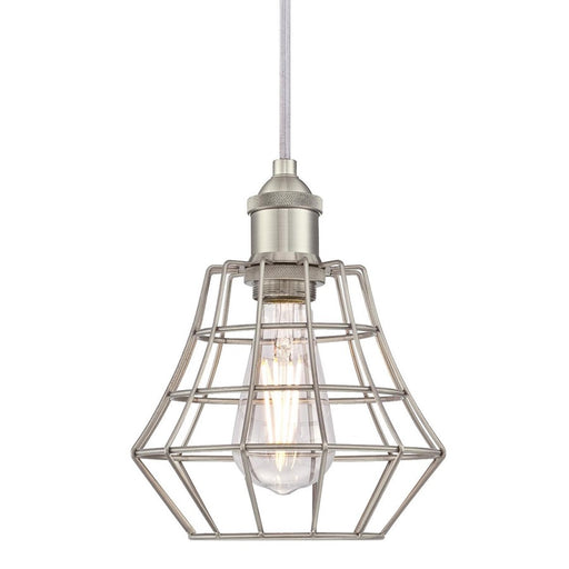 Westinghouse Nathaniel 1 Light Pendant, Brushed Nickel/Cage Shade