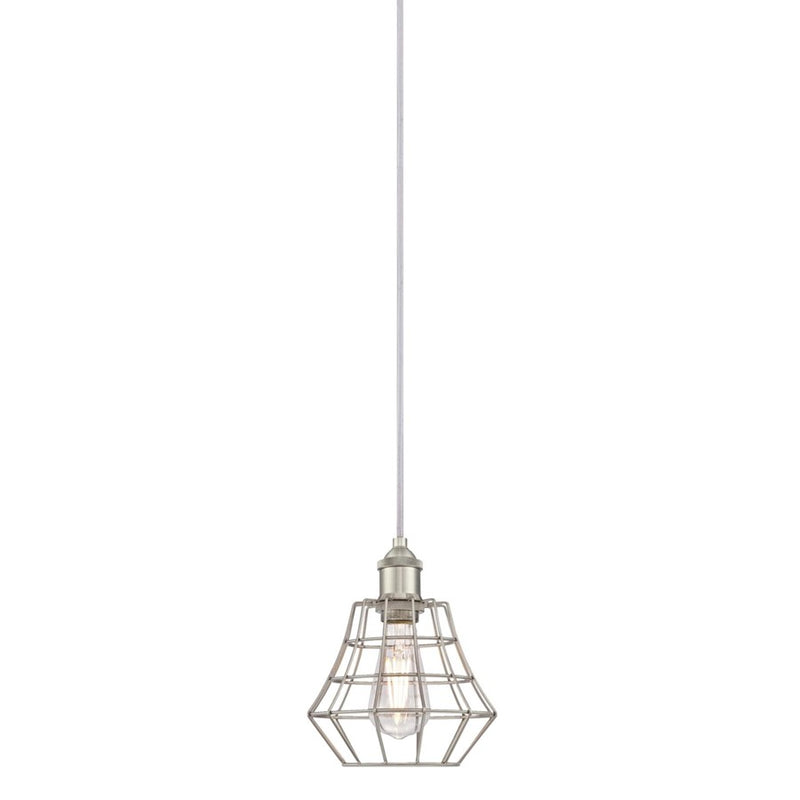 Westinghouse Nathaniel 1 Light Pendant, Brushed Nickel/Cage Shade