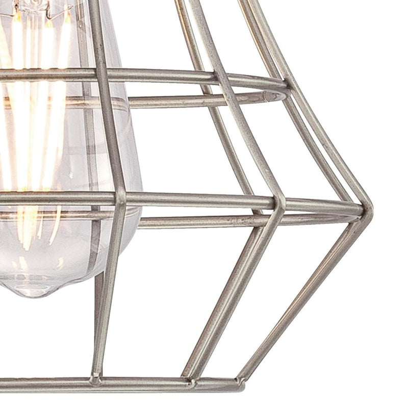 Westinghouse Nathaniel 1 Light Pendant, Brushed Nickel/Cage Shade