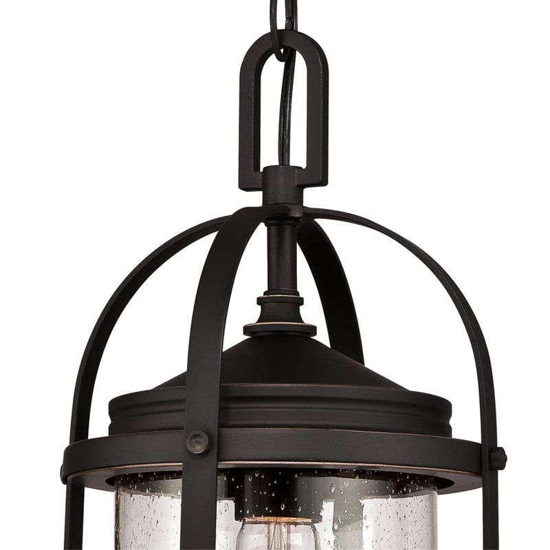 Westinghouse Grandview 8in 1-Light Outdoor Pendant | Traditional Oil Rubbed Bronze with Highlights and Clear Seeded Glass | Covered | Model 6339400