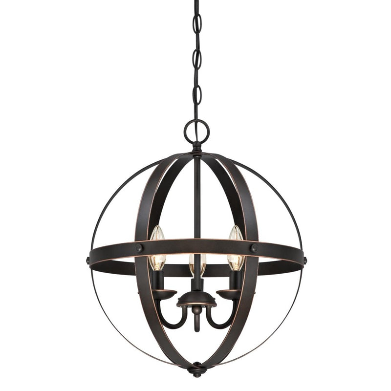 Westinghouse Stella Mira 15in 3-Light Chandelier | Vintage Oil Rubbed Bronze Metal | Entryway & Dining Room | 15 x 15 x 17 in | Model 6341800