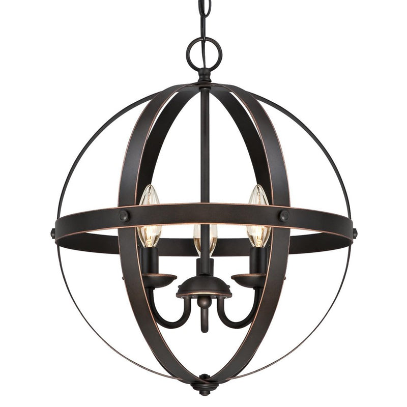 Westinghouse Stella Mira 15in 3-Light Chandelier | Vintage Oil Rubbed Bronze Metal | Entryway & Dining Room | 15 x 15 x 17 in | Model 6341800