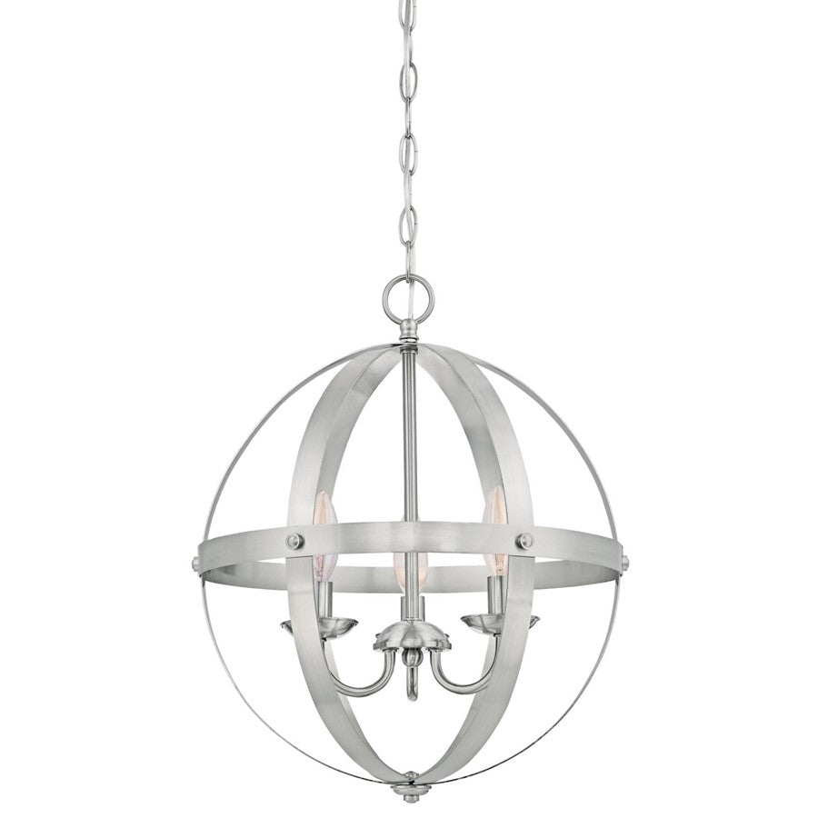 Westinghouse Stella Mira 3 Light Chandelier, Brushed Nickel - 6341900