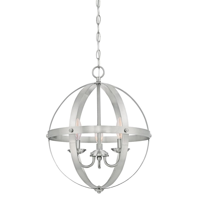 Westinghouse Stella Mira 15in 3-Light Chandelier | Vintage Brushed Nickel Metal | Entryway & Dining Room | 15 x 15 x 17 in | Model 6341900