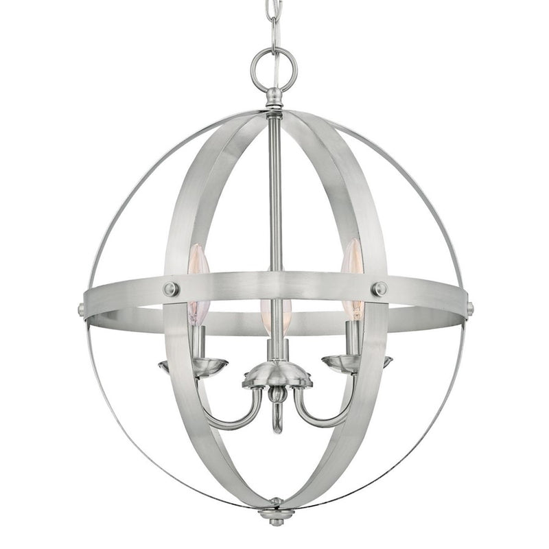 Westinghouse Stella Mira 15in 3-Light Chandelier | Vintage Brushed Nickel Metal | Entryway & Dining Room | 15 x 15 x 17 in | Model 6341900