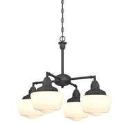 Westinghouse Scholar 4Lt Chandelier, Bronze/White Opal Glass - 6342000