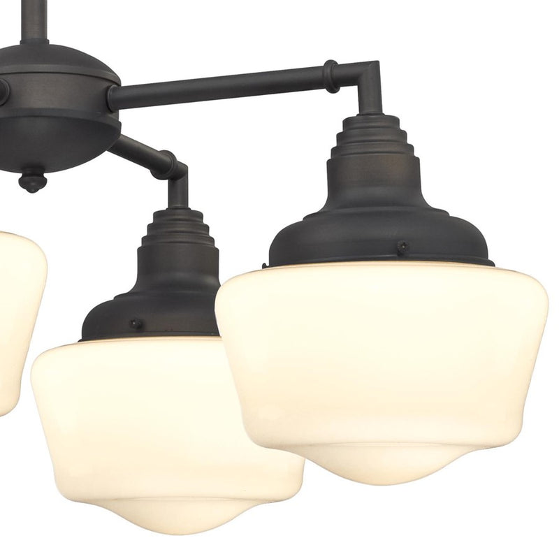 Westinghouse Scholar 4Lt Chandelier, Bronze/White Opal Glass