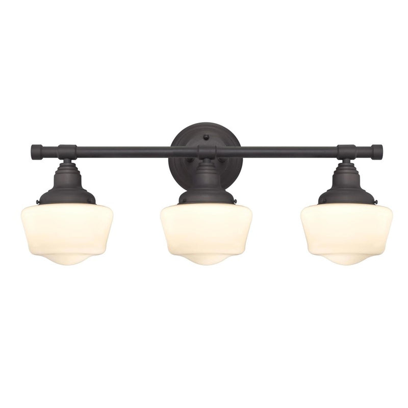 Westinghouse Scholar 3 Light Wall Light, Oil Rubbed Brz/White Opal - 6342100