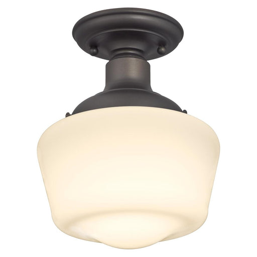 Westinghouse Scholar 1Lt SemiFlush, Oil Rubbed Bronze/White Opal Glass - 6342200