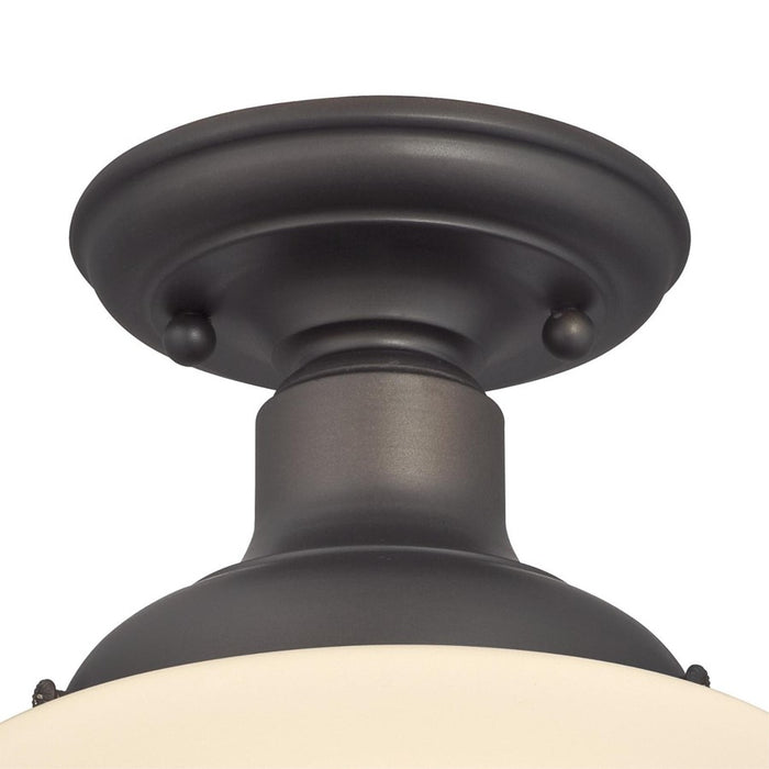 Westinghouse Scholar 1Lt SemiFlush, Oil Rubbed Bronze/White Opal Glass