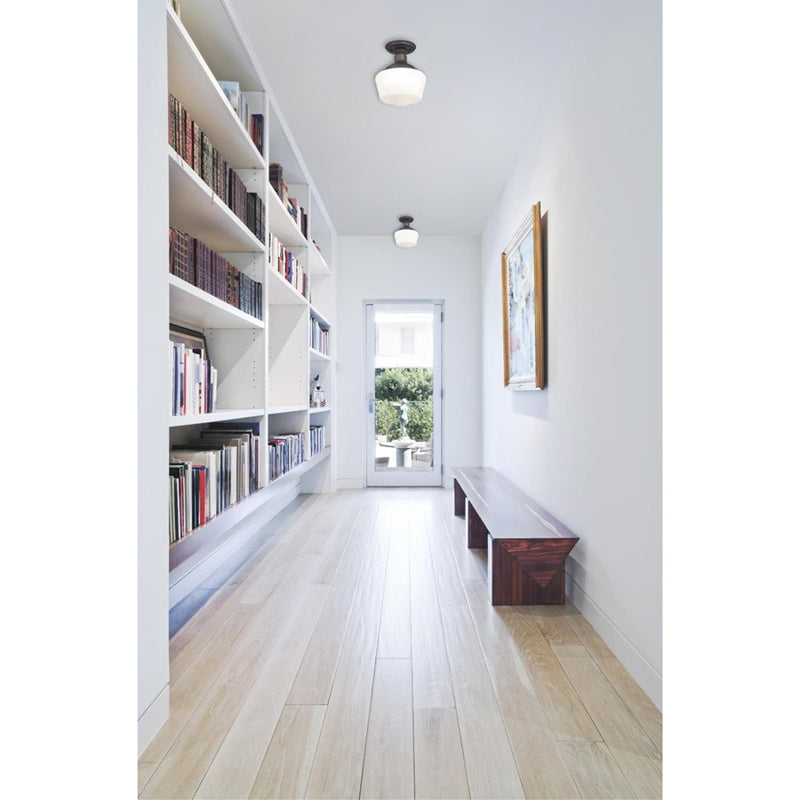 Westinghouse Scholar 1Lt SemiFlush, Oil Rubbed Bronze/White Opal Glass