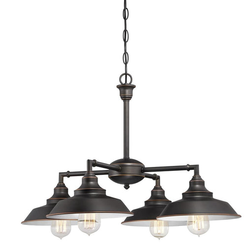 Westinghouse Iron Hill 4 Light 25" Chandelier, Bronze/Metal Shades - 6343300