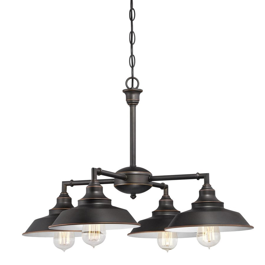 Westinghouse Iron Hill 4 Light 25" Chandelier, Bronze/Metal Shades - 6343300