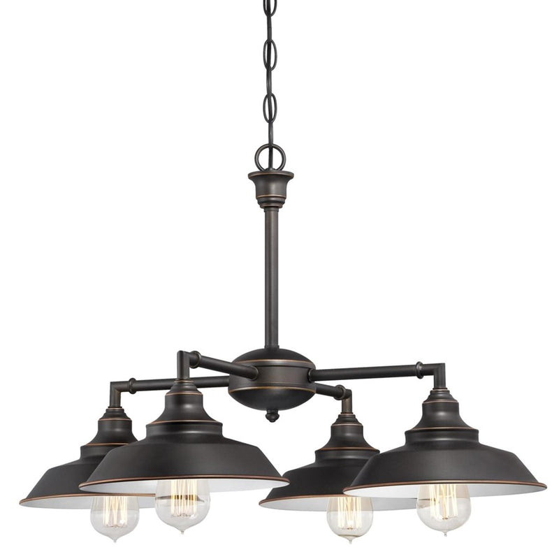 Westinghouse Iron Hill 25in 4-Light Chandelier | Vintage Oil Rubbed Bronze and Metal Shades | Dining Room & Entryway | 25 x 25 x 16 in | Model 6343300