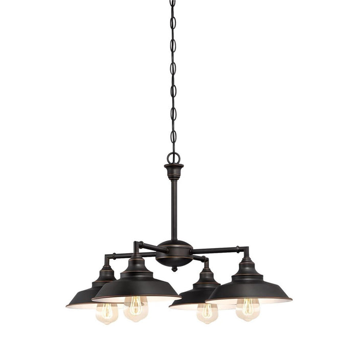 Westinghouse Iron Hill 4 Light 25" Chandelier, Bronze/Metal Shades