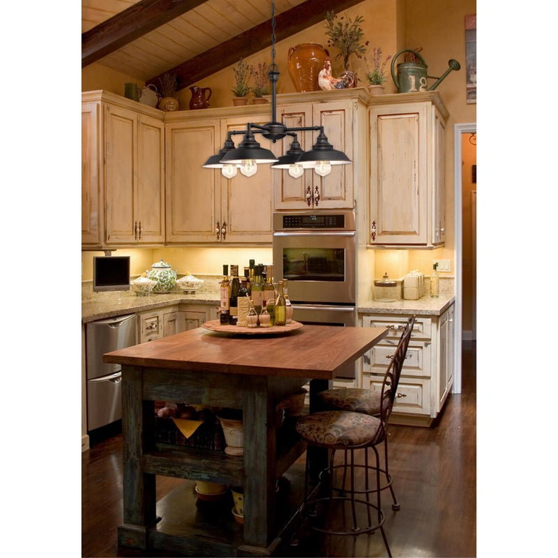 Westinghouse Iron Hill 4 Light 25" Chandelier, Bronze/Metal Shades