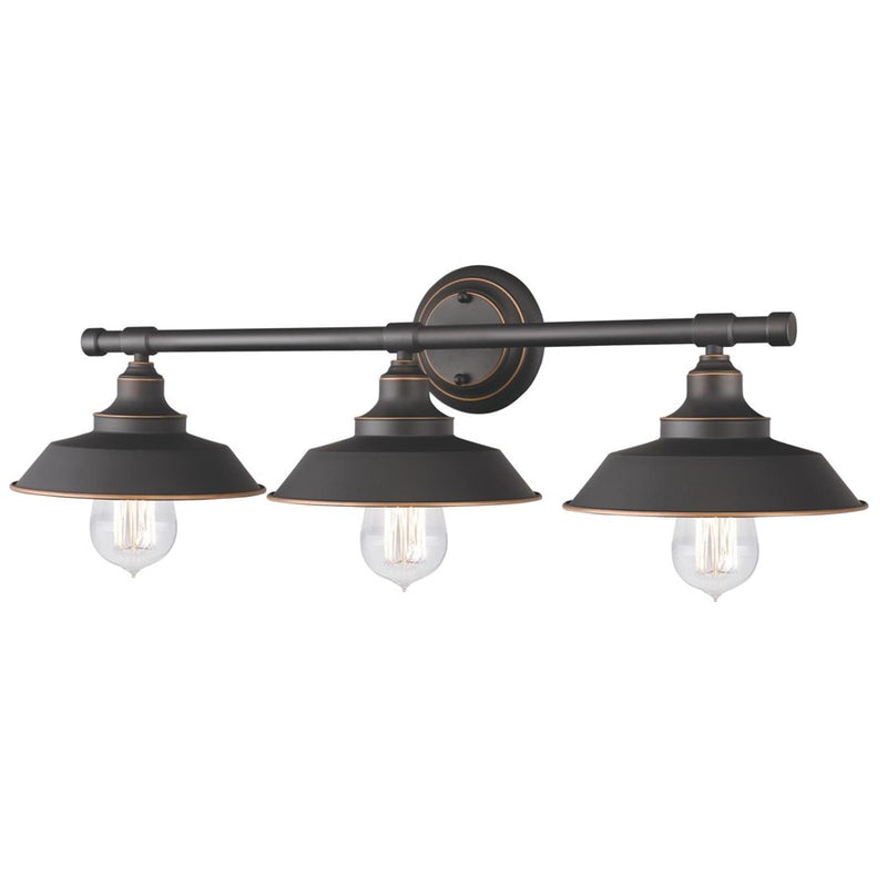 Westinghouse Iron Hill 3 Light 29" Wall Light, Bronze/Metal Shades