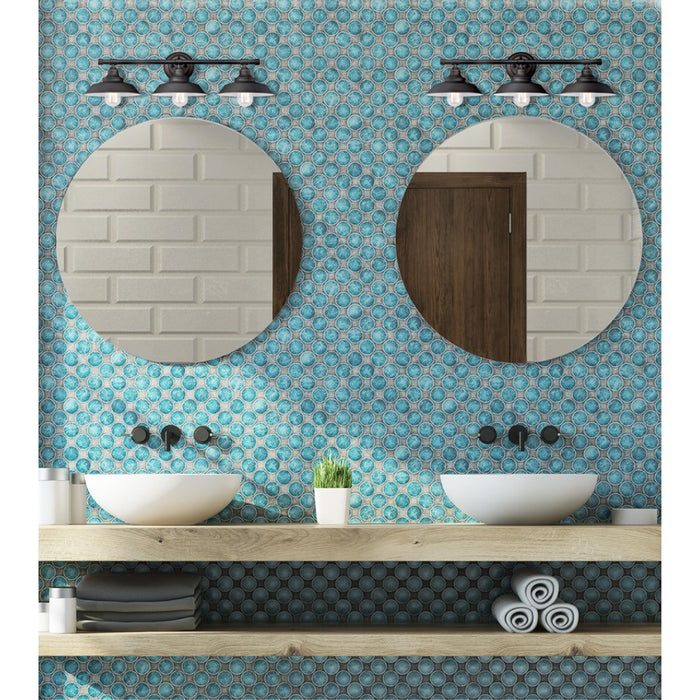 Westinghouse Iron Hill 3 Light 29" Wall Light, Bronze/Metal Shades