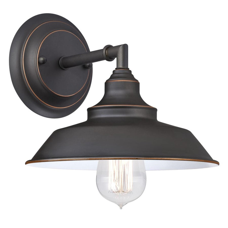Westinghouse Iron Hill 1 Light 9" Wall Light, Bronze/Metal Shade - 6343500