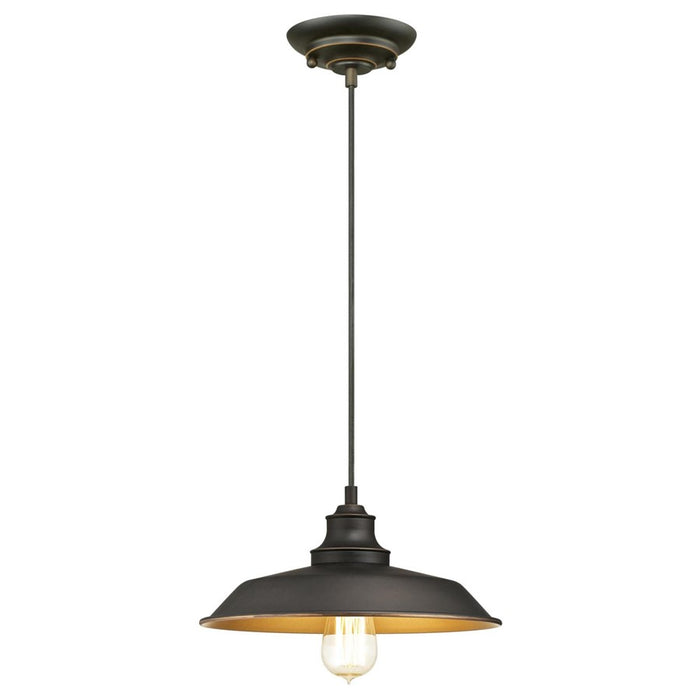 Westinghouse Iron Hill 1 Light 12" Pendant, Bronze/Metal Shade - 6344700