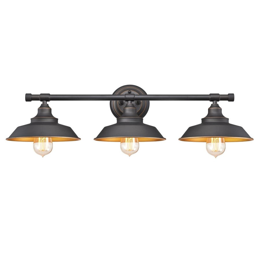 Westinghouse Iron Hill 3 Light Wall Light, Bronze/Metal Shades - 6344900