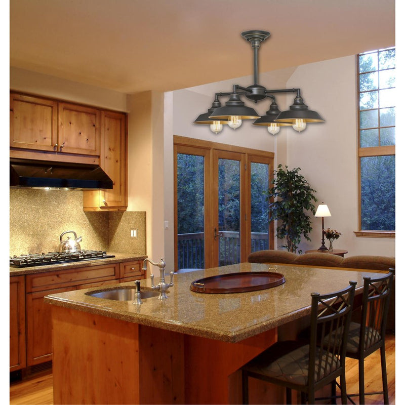 Westinghouse Iron Hill 4 Light Chandelier, Bronze/Metal Shades