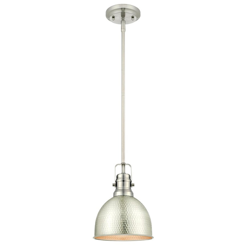 Westinghouse Madras 8in 1-Light Pendant | Vintage Brushed Nickel and Metal Shade | Kitchen & Dining Room | 8 x 8 x 10 in | Model 6345500