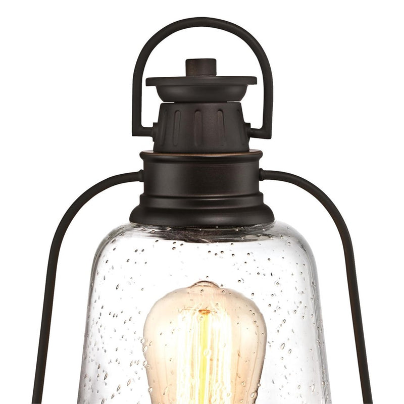 Westinghouse Brynn 14in 1-Light Post Light | Traditional Oil Rubbed Bronze and Clear Seeded Glass | Outdoor Pathway & Driveway | Model 6347000