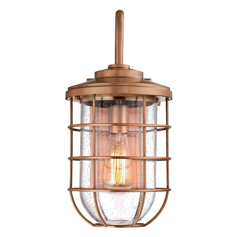 Westinghouse Ferry 17in 1-Light Outdoor Wall Sconce | Vintage Washed Copper and Clear Seeded Glass | Coastal & Rustic Entryway | Model 6347900