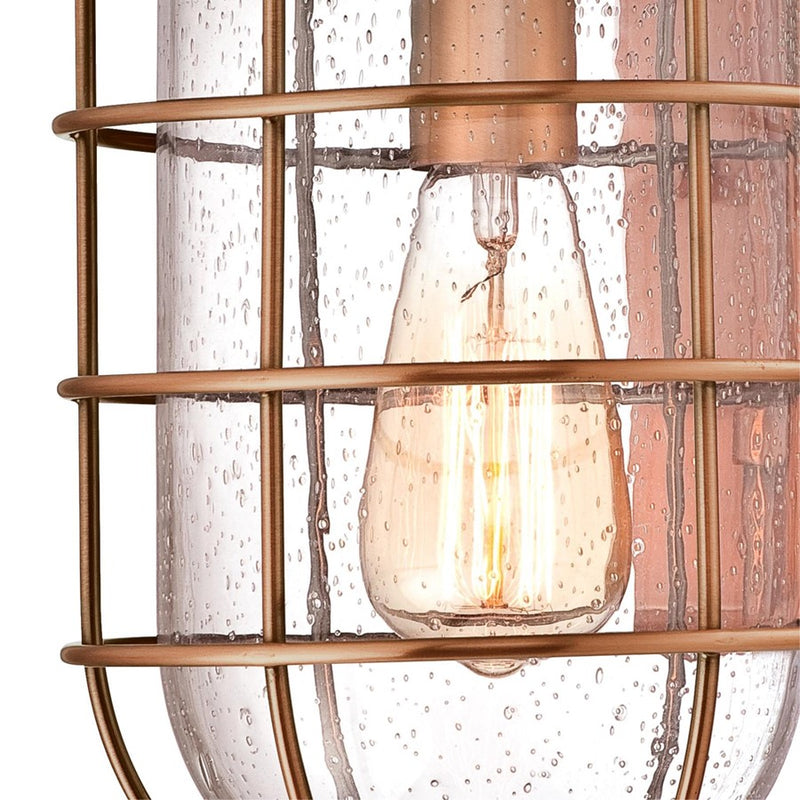 Westinghouse Ferry 17in 1-Light Outdoor Wall Sconce | Vintage Washed Copper and Clear Seeded Glass | Coastal & Rustic Entryway | Model 6347900