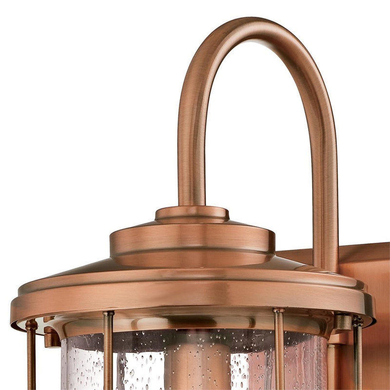 Westinghouse Ferry 17in 1-Light Outdoor Wall Sconce | Vintage Washed Copper and Clear Seeded Glass | Coastal & Rustic Entryway | Model 6347900